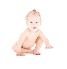 Image showing sitting baby boy in diaper