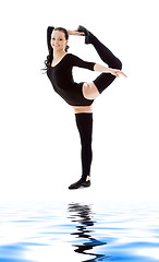 Image showing fitness instructor in black leotard