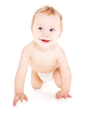 Image showing crawling baby boy in diaper