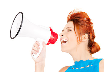 Image showing woman with megaphone