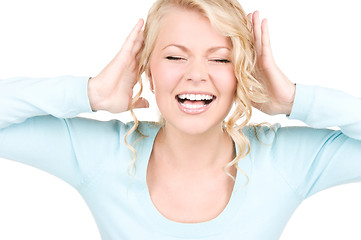 Image showing happy screaming woman