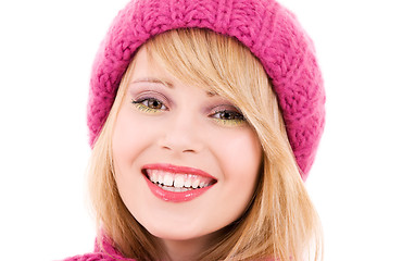 Image showing happy teenage girl in hat