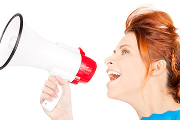 Image showing woman with megaphone