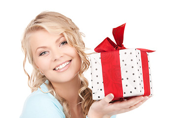 Image showing happy girl with gift box