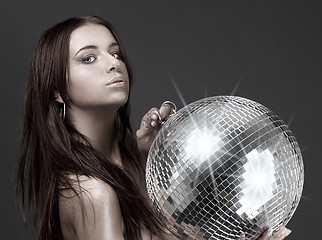 Image showing beautiful naked woman with disco ball