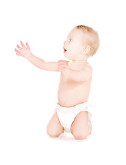 Image showing sitting baby boy in diaper