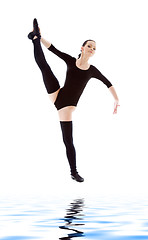 Image showing fitness instructor in black leotard