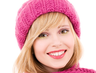 Image showing happy teenage girl in hat