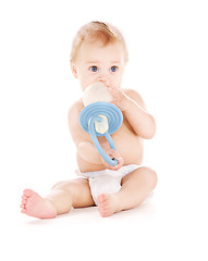 Image showing baby boy with big pacifier