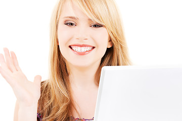 Image showing teenage girl with laptop computer