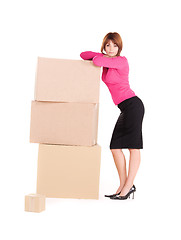 Image showing businesswoman with boxes