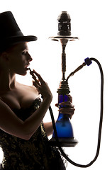 Image showing woman with hookah