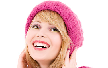 Image showing happy teenage girl in hat