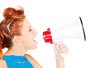 Image showing woman with megaphone