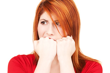 Image showing unhappy redhead woman