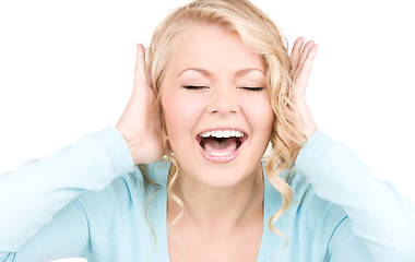 Image showing happy screaming woman