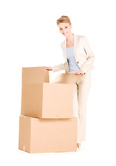 Image showing businesswoman with boxes