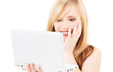 Image showing teenage girl with laptop computer