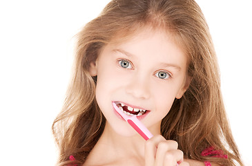 Image showing happy girl with toothbrush