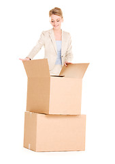 Image showing businesswoman with boxes