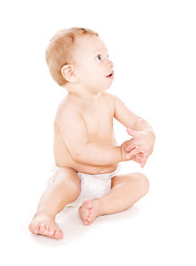 Image showing sitting baby boy in diaper