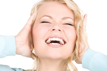 Image showing happy screaming woman