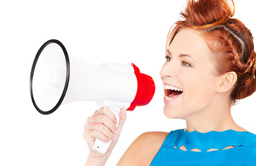 Image showing woman with megaphone