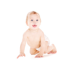 Image showing crawling baby boy in diaper