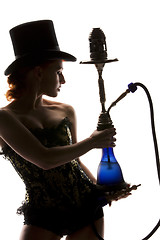 Image showing woman with hookah