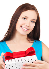 Image showing happy girl with gift box