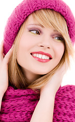 Image showing happy teenage girl in hat