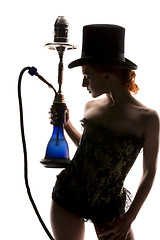 Image showing woman with hookah