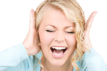 Image showing happy screaming woman