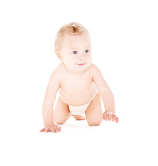 Image showing crawling baby boy in diaper