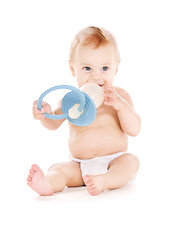 Image showing baby boy with big pacifier