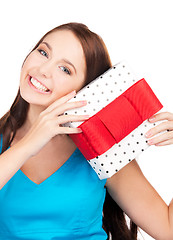 Image showing happy girl with gift box