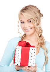 Image showing happy girl with gift box