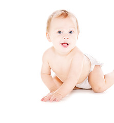 Image showing crawling baby boy in diaper