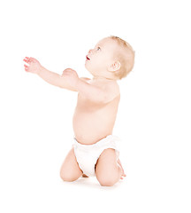 Image showing sitting baby boy in diaper