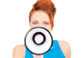 Image showing woman with megaphone