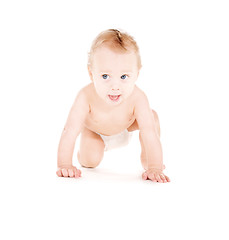 Image showing crawling baby boy in diaper