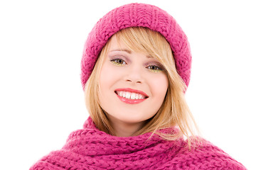 Image showing happy teenage girl in hat