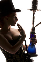 Image showing woman with hookah