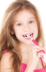 Image showing happy girl with toothbrush