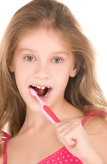 Image showing happy girl with toothbrush