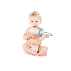 Image showing baby boy with big pacifier