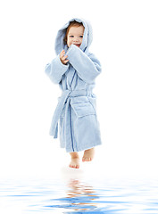 Image showing baby boy in blue robe