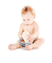 Image showing baby boy with big pacifier