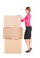 Image showing businesswoman with boxes