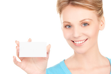 Image showing happy girl with business card